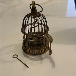 Vintage Brass Birdcage with Key